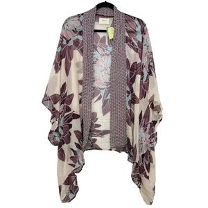 Elevenses Palolem Kimono 100% Silk Bohemian One Size Anthropologie Duster